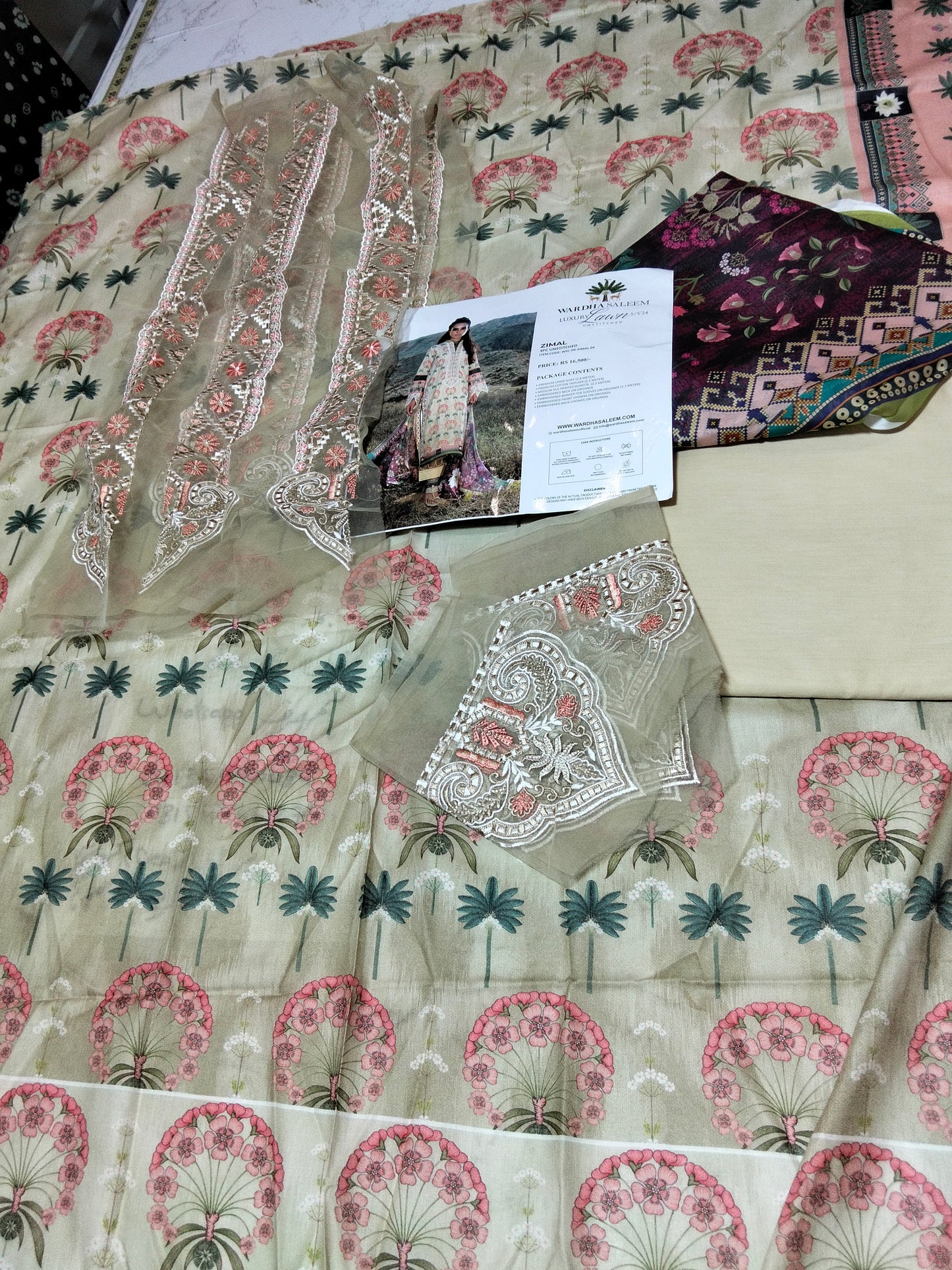 Sale wardha Saleem printed lawn 3pc with printed silk dupatta