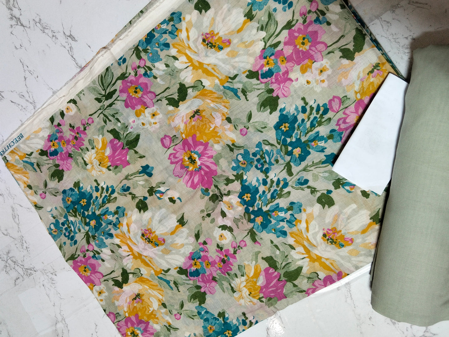 Sale beech tree printed lawn 2pc with plain trouser