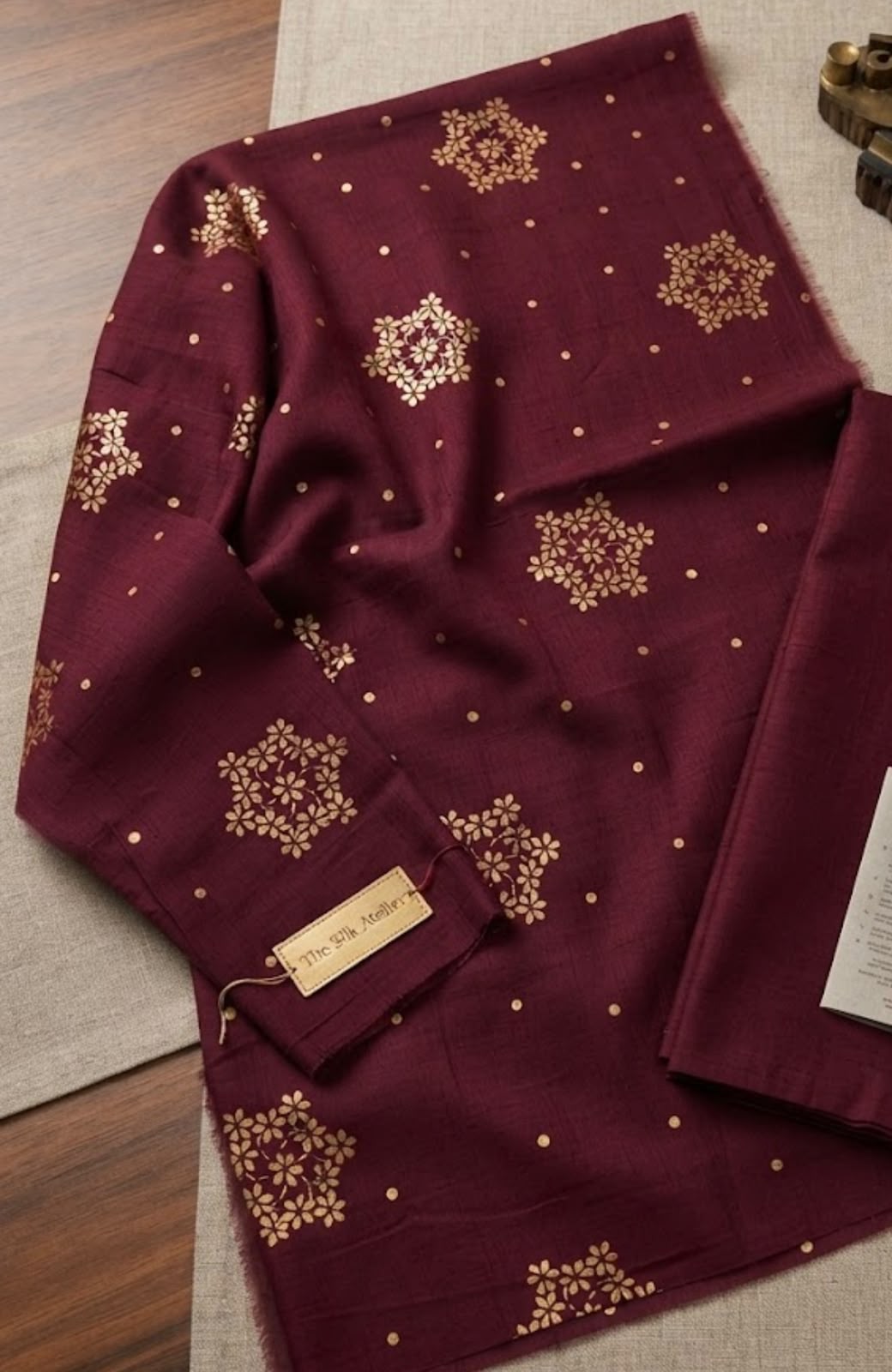 Block printed raw silk 2 pc