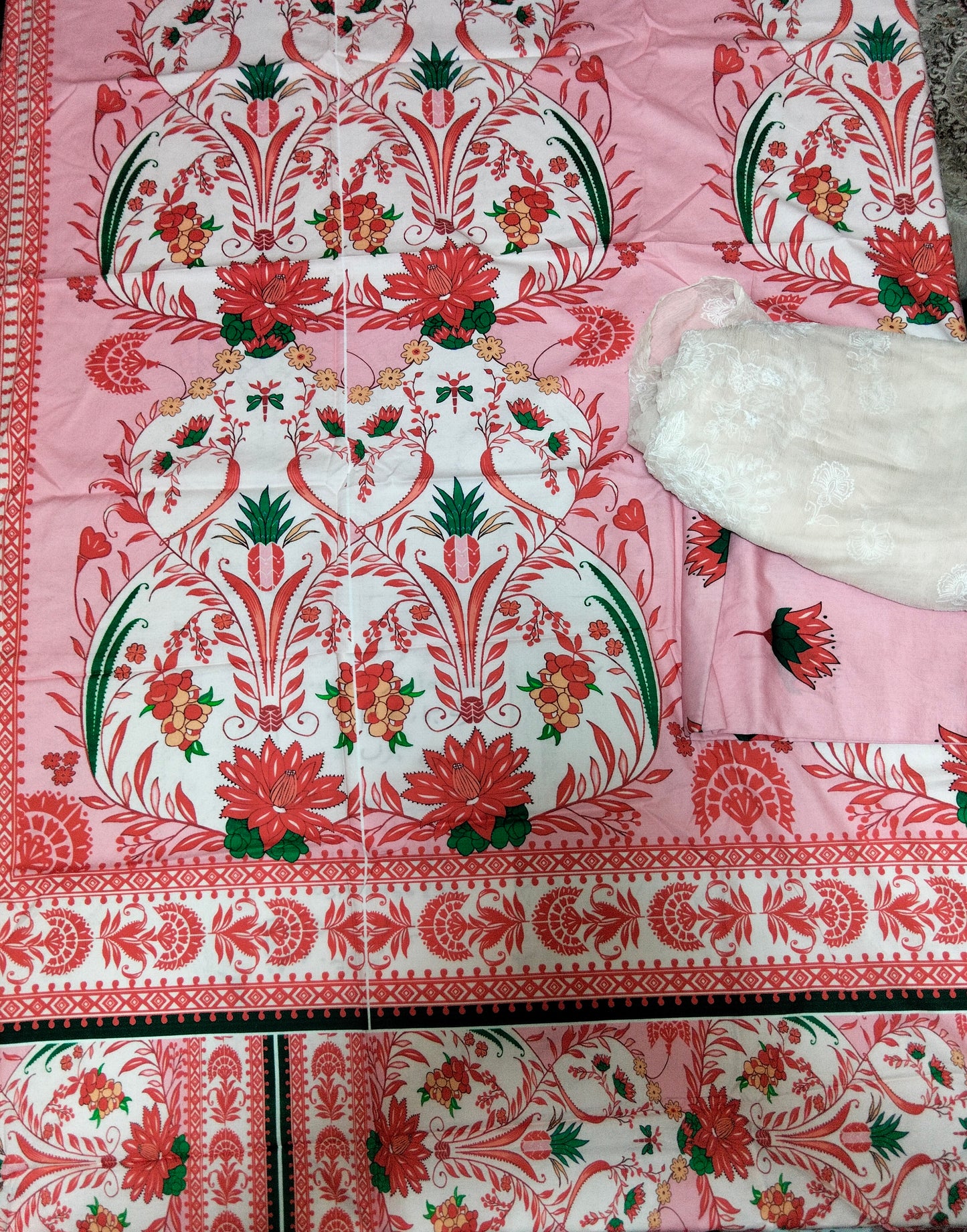 Sale printed lawn 2pc+breeze embroided pure chiffon dupatta