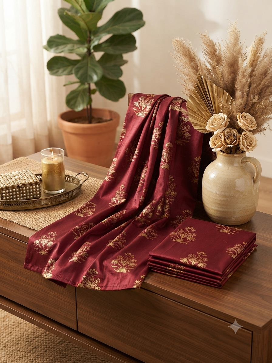 Block printed raw silk 2 pc