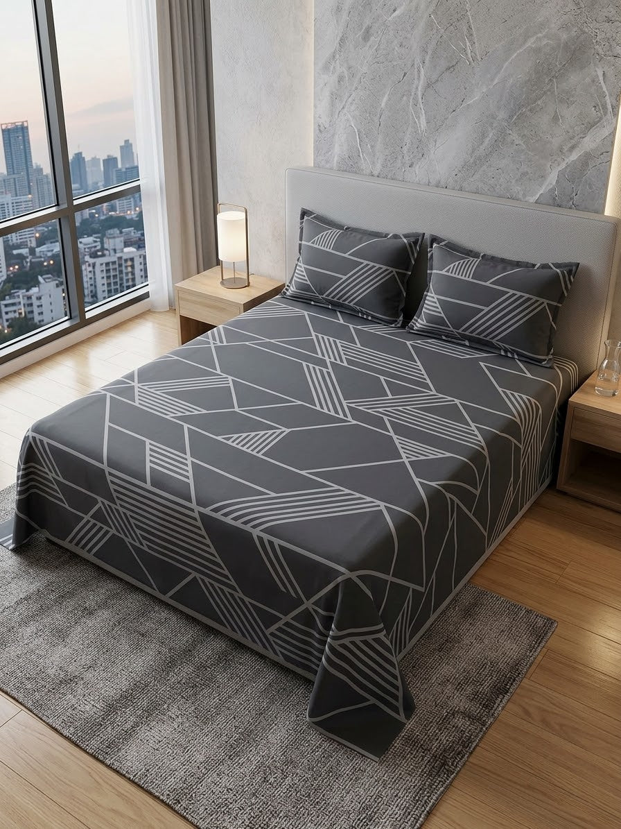 pure cotton stuff king size bed sheet with 2 pillow covers