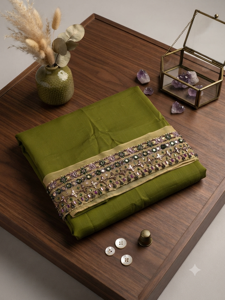 Sale Maryam N Maria plain raw silk 2pc with embroided patches (minor def)