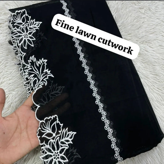Embroided mix lawn monar duppata