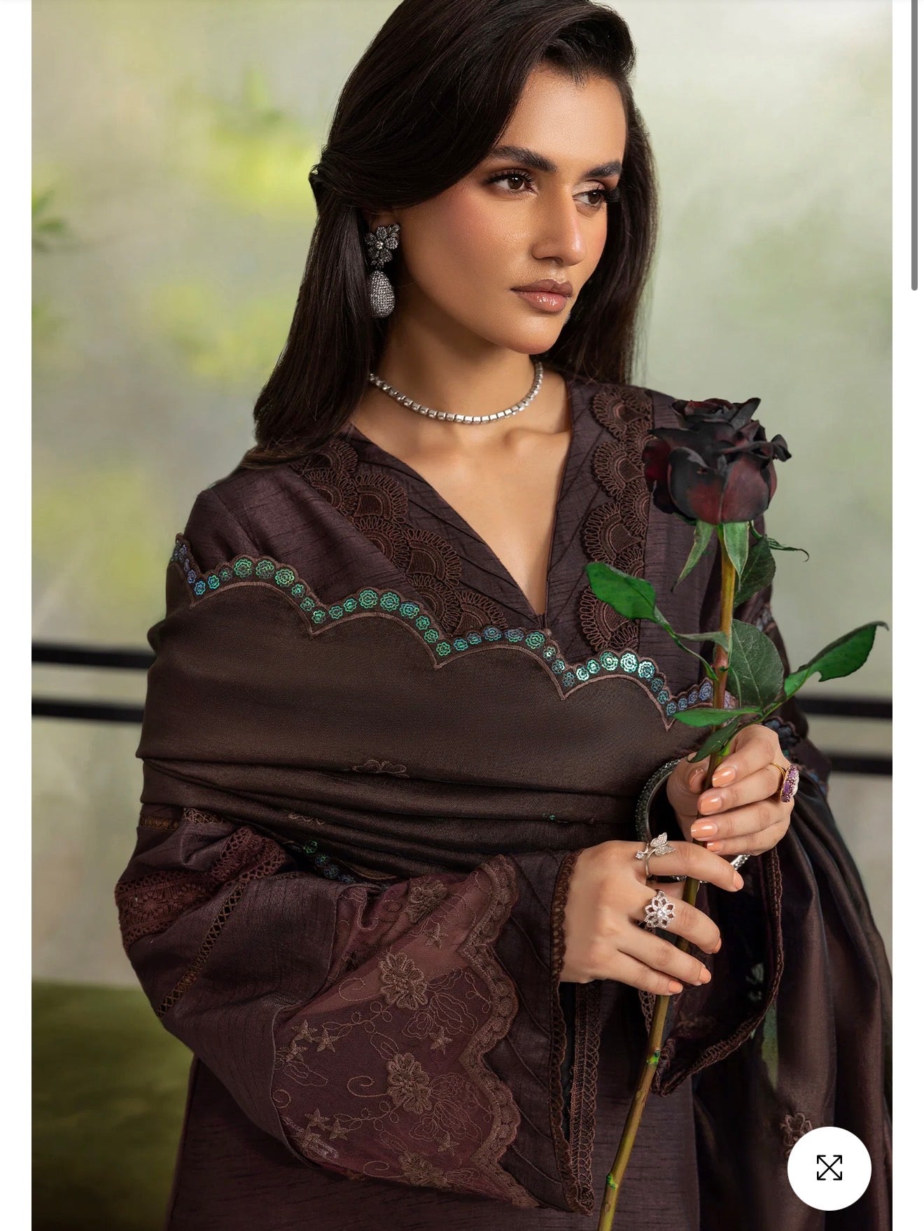 Teesa luxury formal stitched raw silk 3pc (chocklate lava)