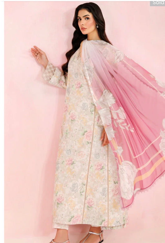 Farasha by baroque embroided lawn 3pc