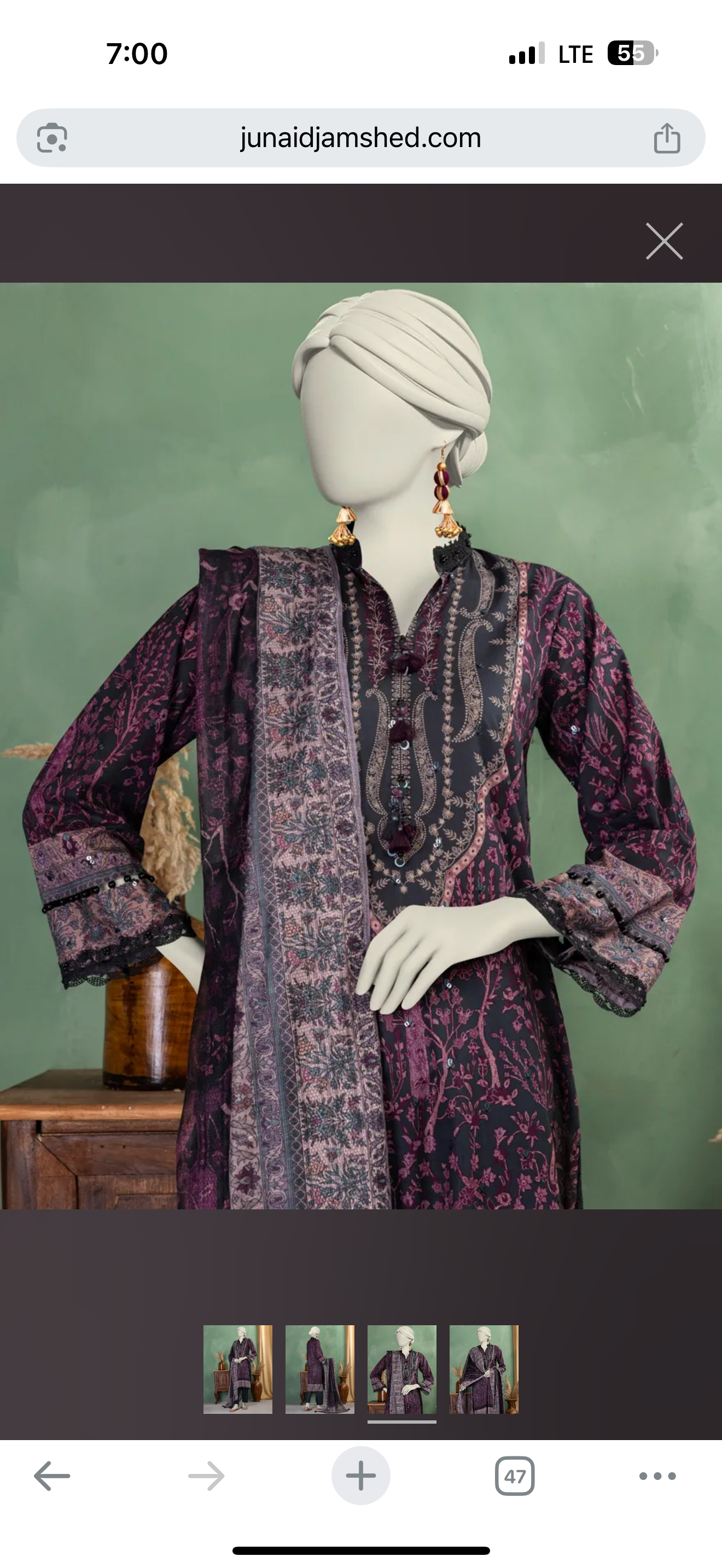 J. Embroided lawn shirt unstitched
