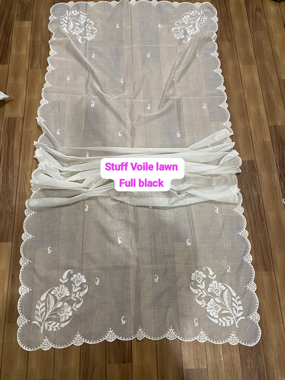 4 sided embroided mix lawn monar duppata dyeable