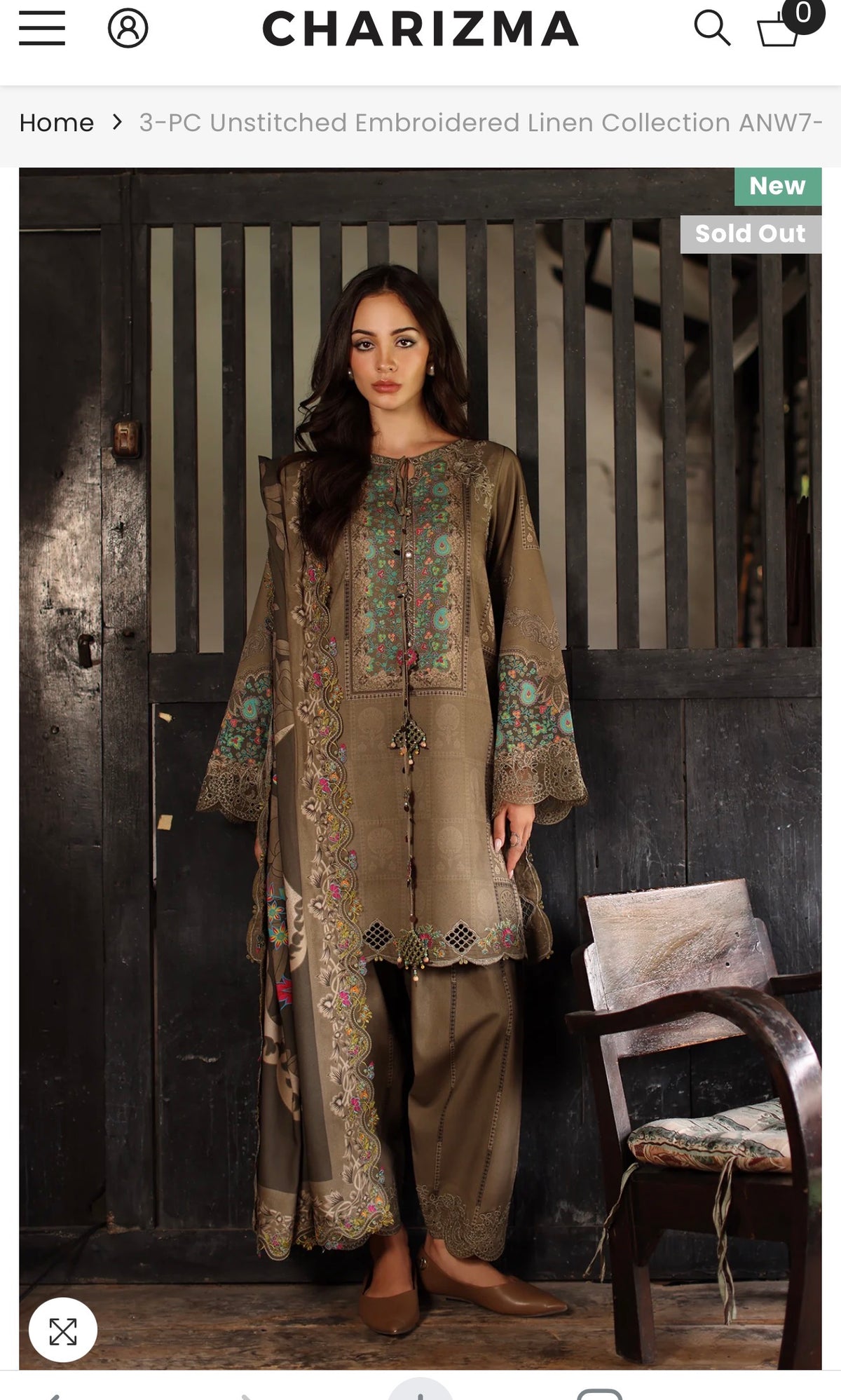 Charizma Aniq 3-PC UNSTITCHED EMBROIDERED LINEN