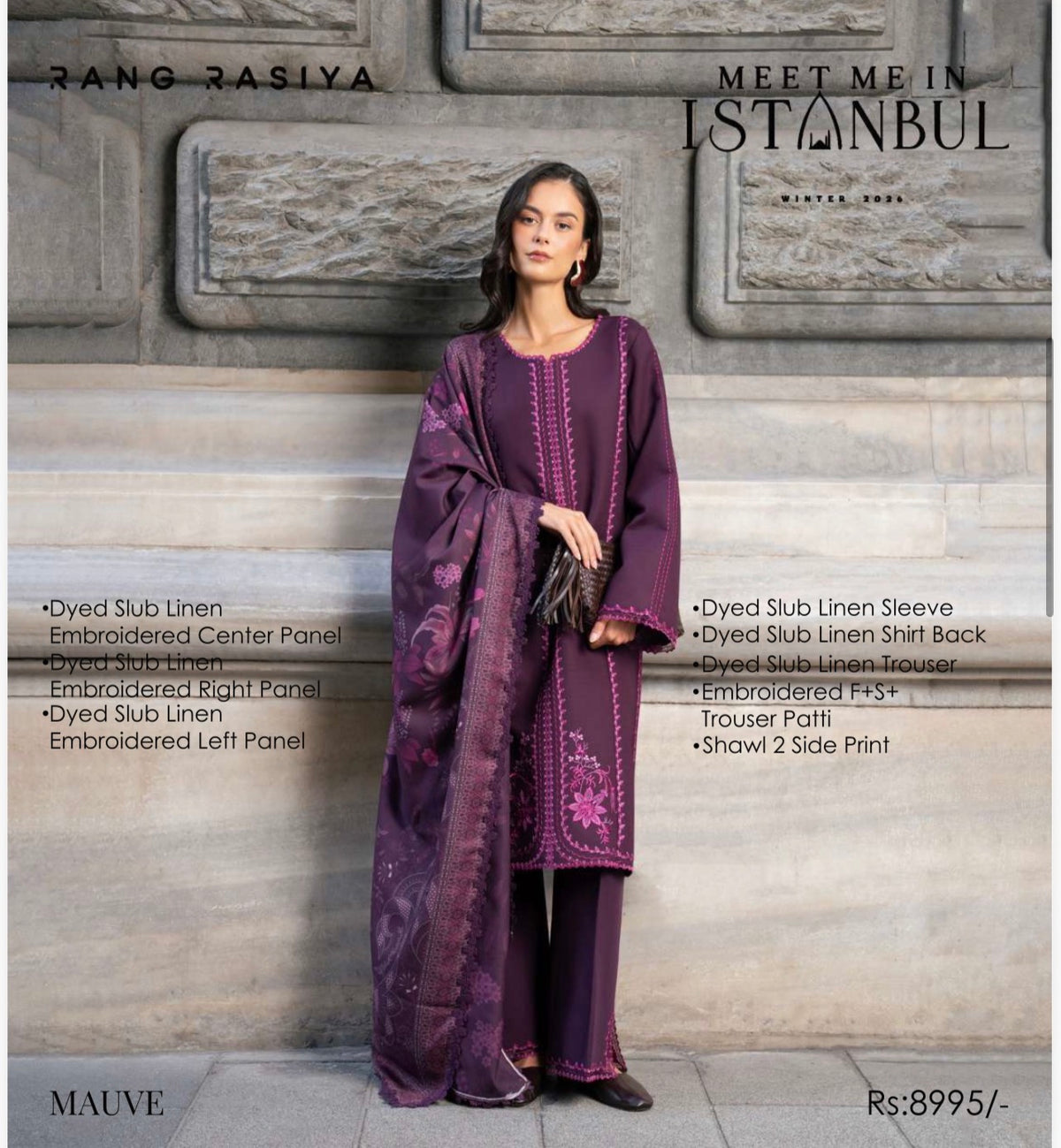 Rang rasiya luxury embroidered 3pc winter