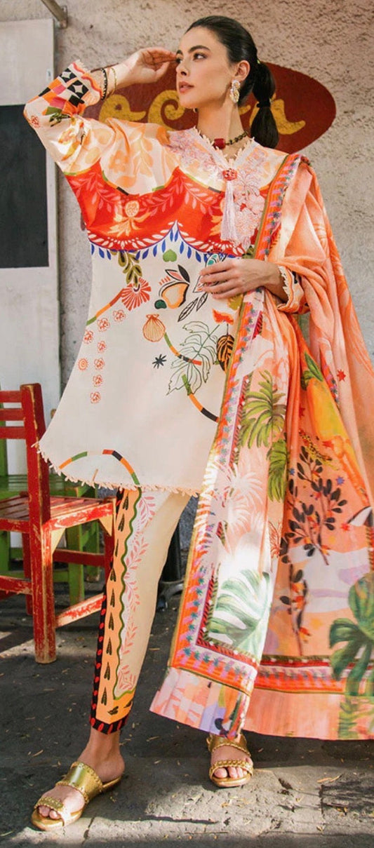 Mushq La Dolce printed embroided lawn 3pc code D CLEARANCE