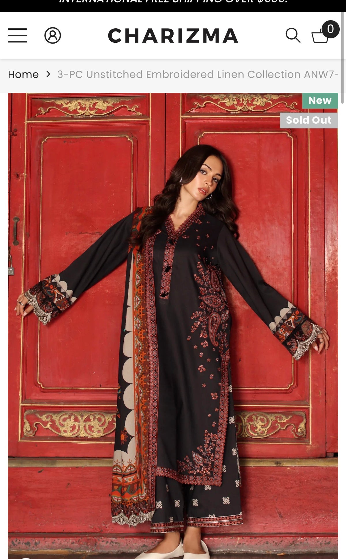 Charizma Aniq 3-PC UNSTITCHED EMBROIDERED LINEN
