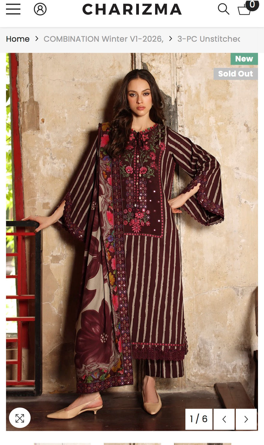 Charizma staple linen luxury embroided 3pc