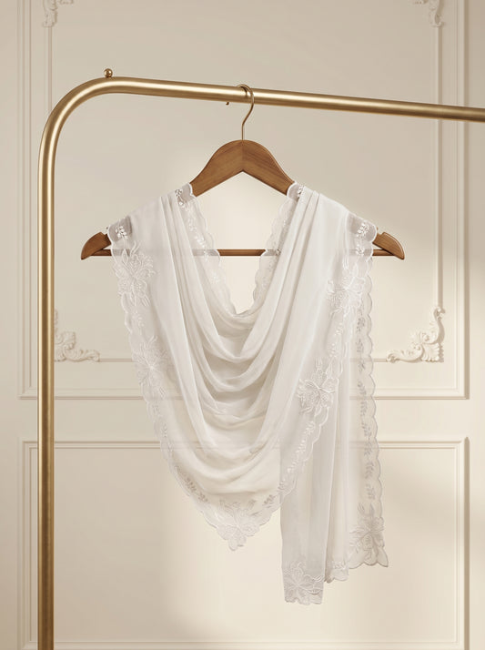 chiffon embroided duppata dyeable in all colors two side embroidery
