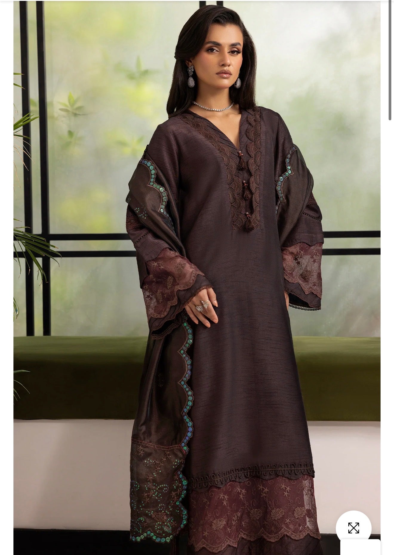 Teesa luxury formal stitched raw silk 3pc (chocklate lava)