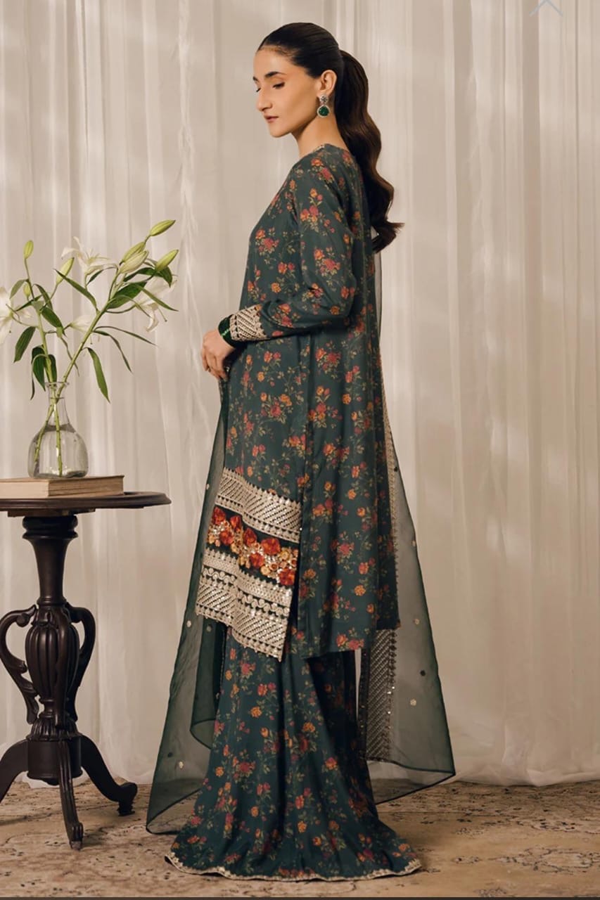 Cross stitch viscose raw silk 2pc printed