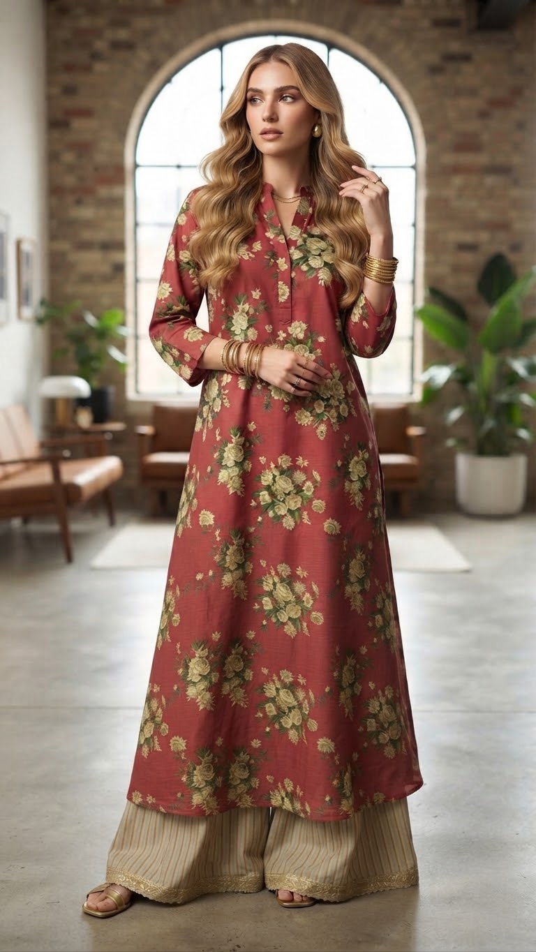 Ethnic printed viscose raw silk shirt fabric