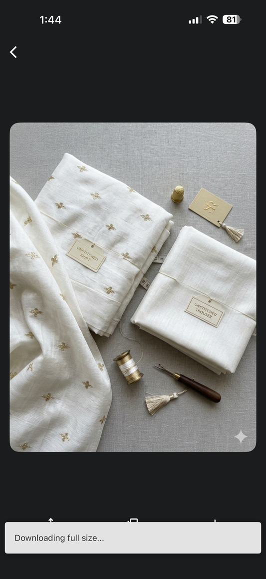 Raw silk embroided shirt trouser dyeable clearance