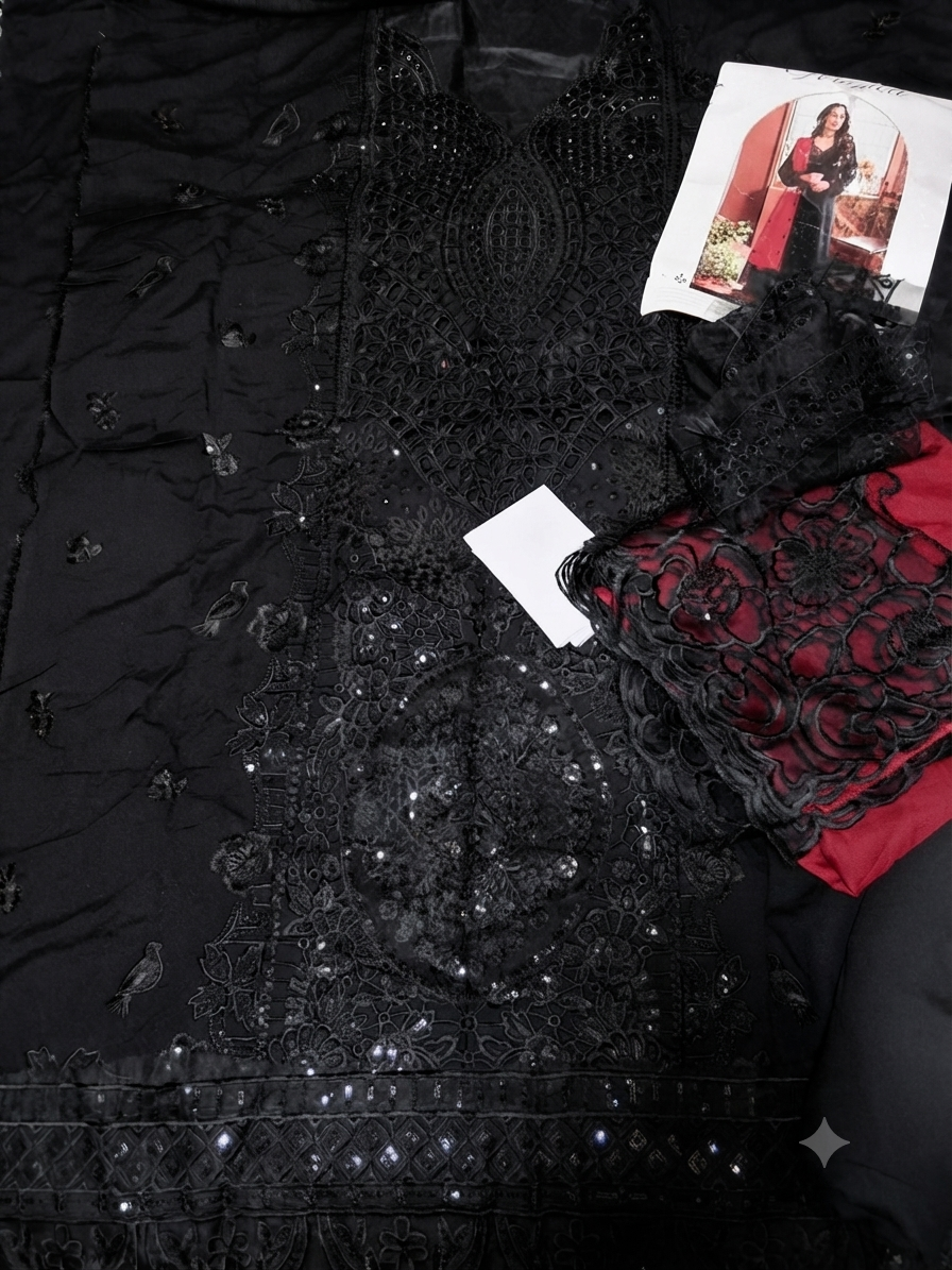 Sale embroided karndi  3pc  with plain trouser and embroided wool shawl