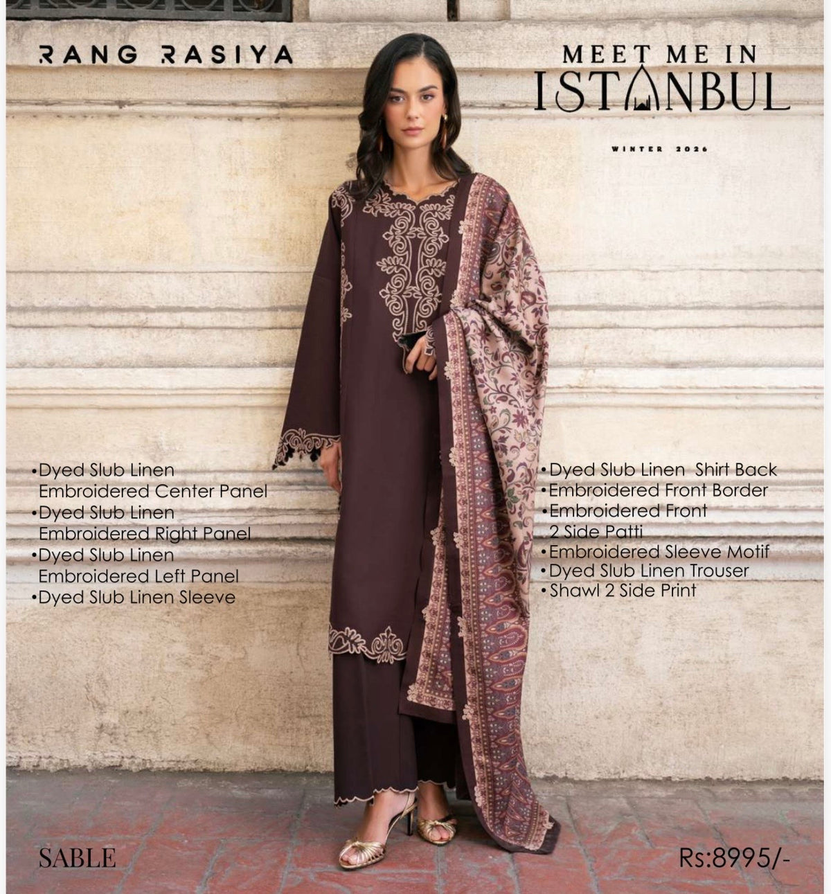 Rang rasiya luxury embroidered 3pc winter