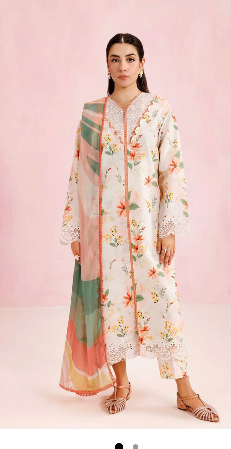 Farasha by baroque embroided lawn 3pc