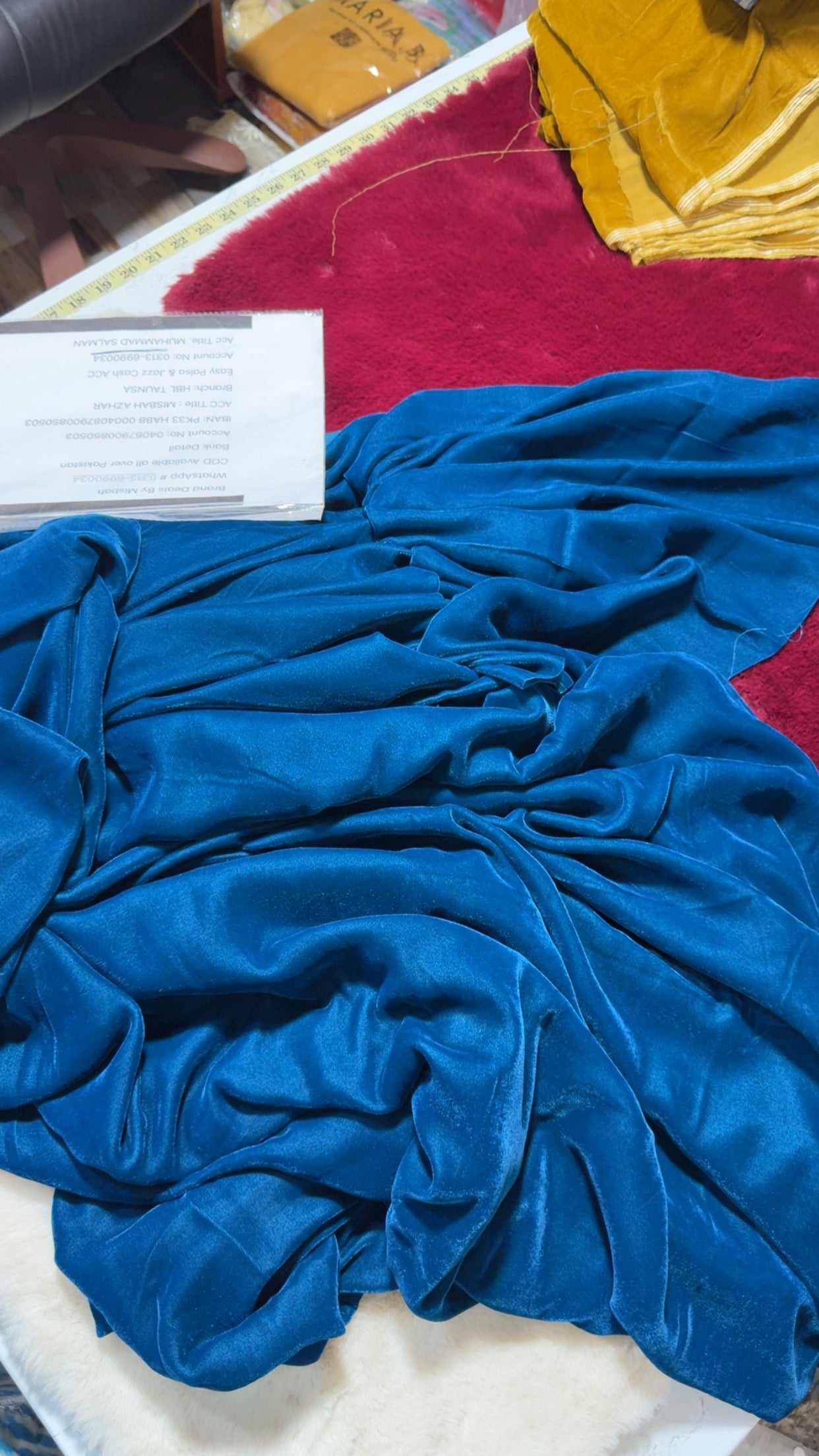 Velvet 2pc 9000micro complete 5 yard fabric peacock blue