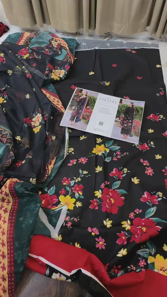 Farasha by baroque new laucnh printed 3pc