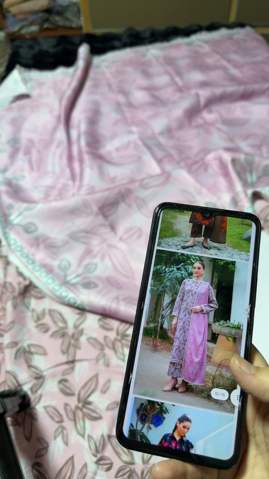 Baroque printed winter 3pc with shawl