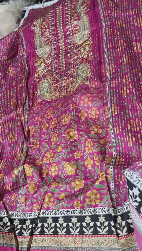 Beech tree embroided lawn shirt and duppata