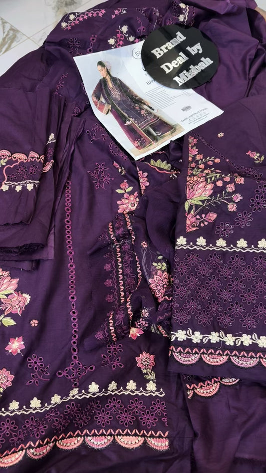 Hussain rehar luxury embroided lawn 3pc