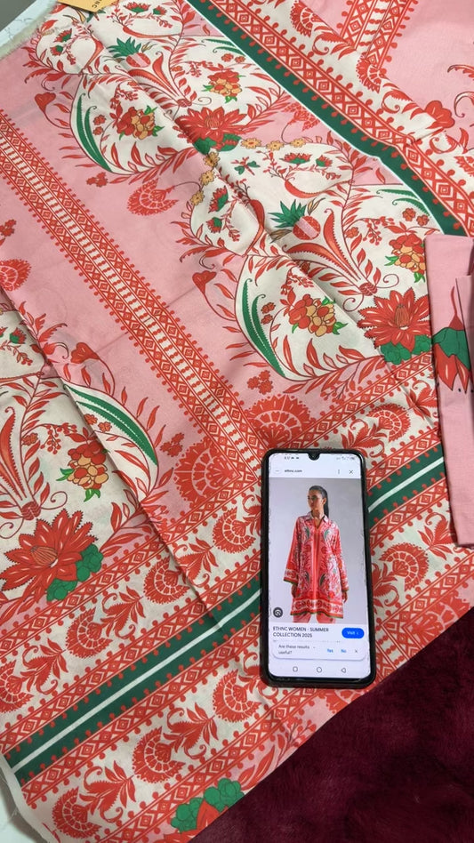 Ethnic printed cotton lawn 2 pc