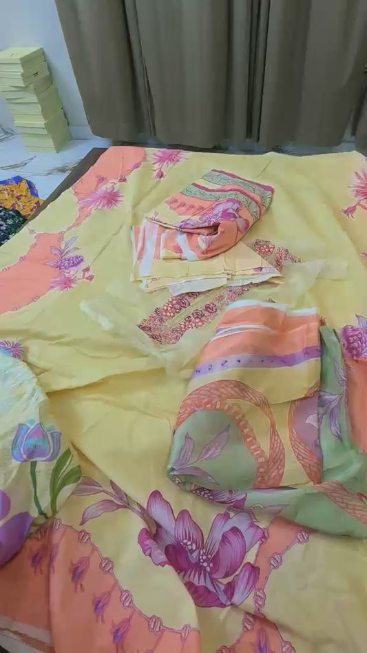 Mushq printed lawn 3 pc with patches