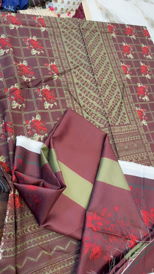 Zoya B printed winter shirt with wool shawl