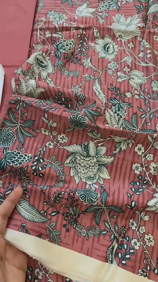 Beech tree printed 2 pc cotton Satin