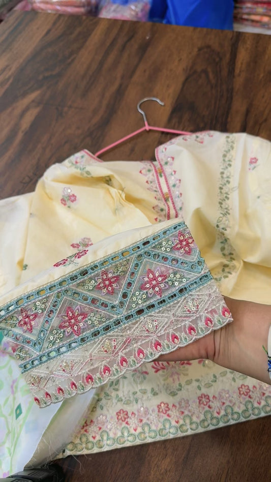 Luxury embroided lawn 3pc stitched PRET