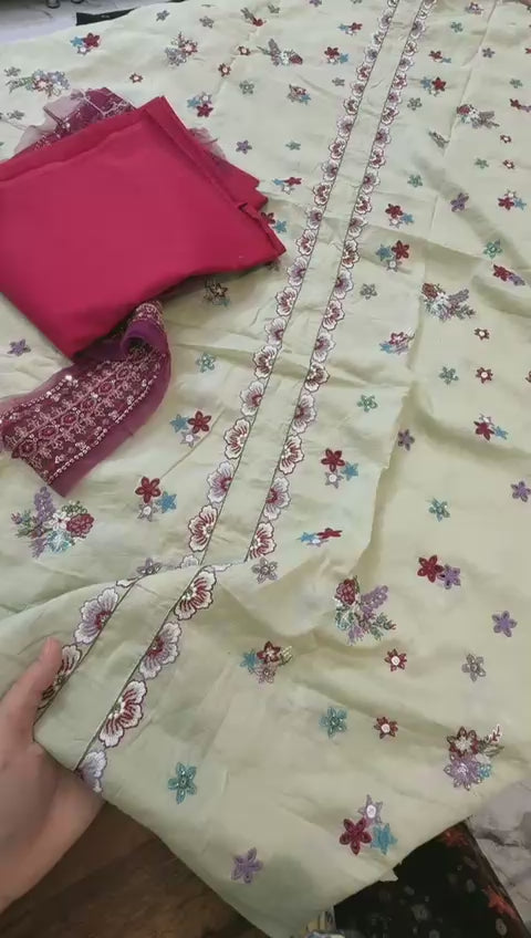 Batik embroided lawn 2pc