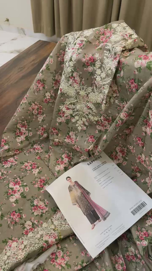 Sapphire embroided lawn 3pc