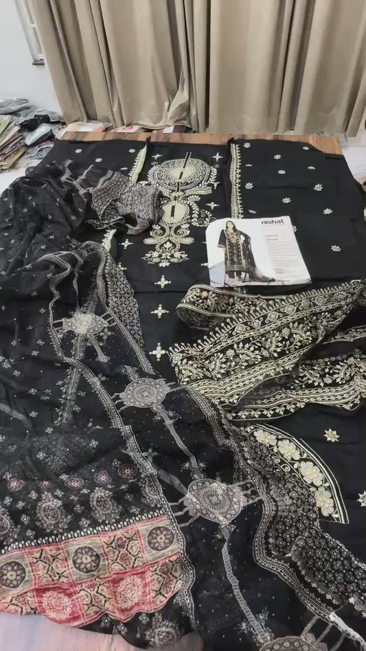 Nishat embroidered lawn 3pc with patches