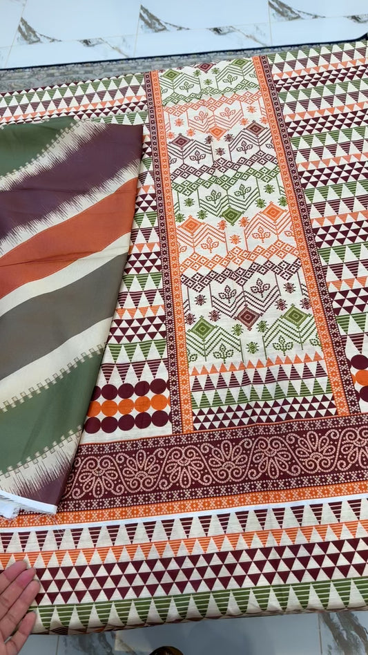 Zoya B printed winter shirt with wool shawl