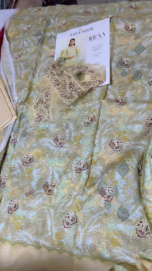 Safa noor embroided lawn shirt trouser
