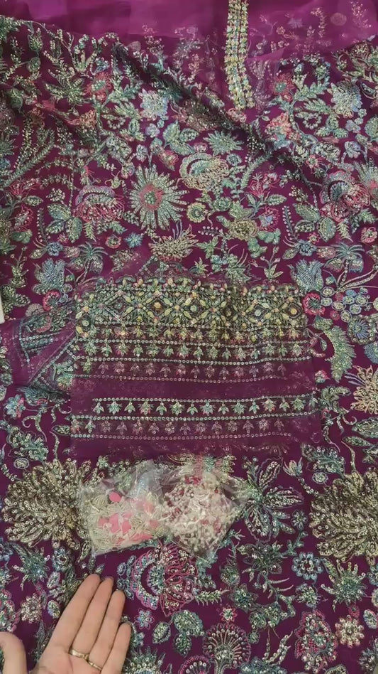 Mushq roheenaz luxury embroided chiffon 3pc