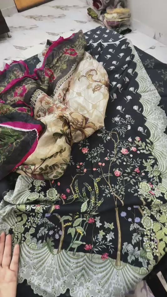 Bareeze Lawn shirt with pure silk duppata