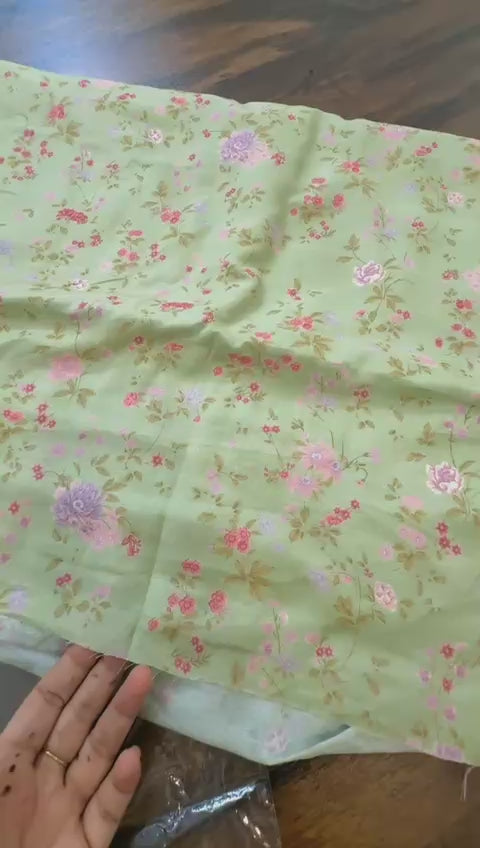 Clearance sale suffuse all over printed 2 pc poly silk fabric