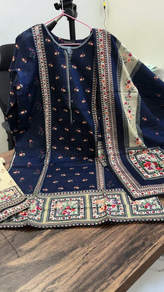 Bin saeed printed winter khaddar 3pc