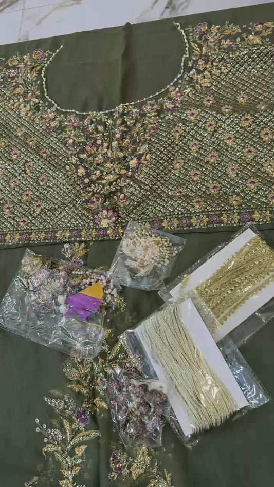 Mushq roheenaz luxury embroided chiffon 3pc