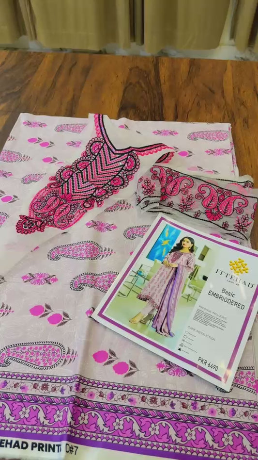 All over printed lawn 2pc with patch