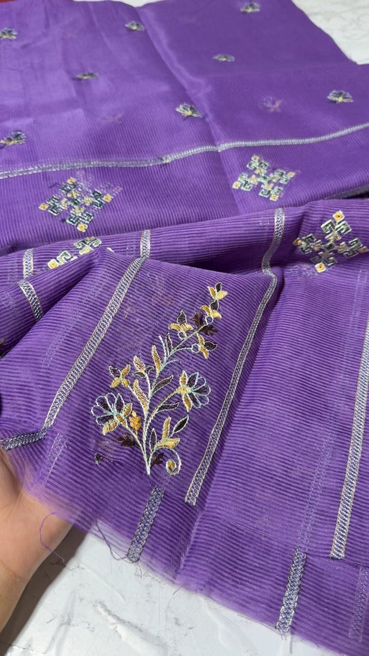 Sapphire festive collection embroided khaadi net shirt and duppata