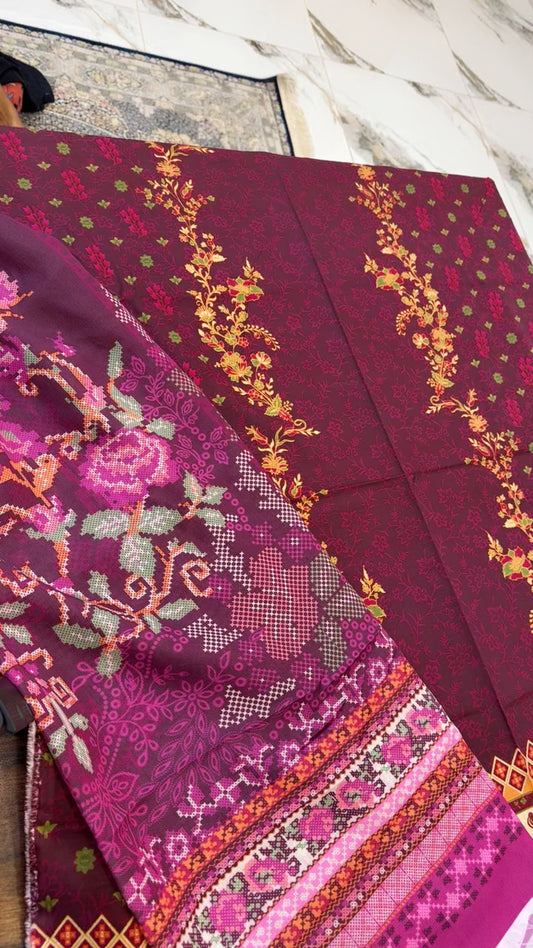 Zoya B printed winter shirt with wool shawl