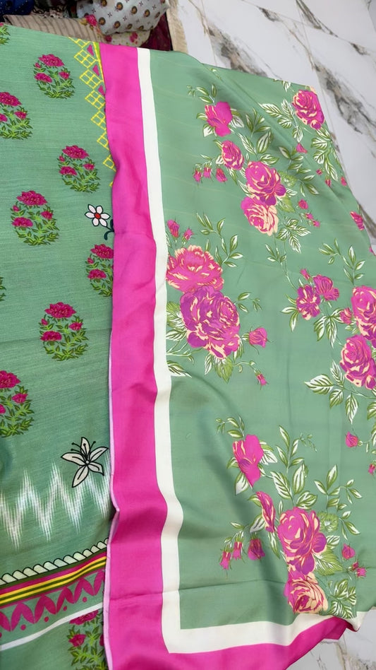 Zoya B printed winter shirt with wool shawl