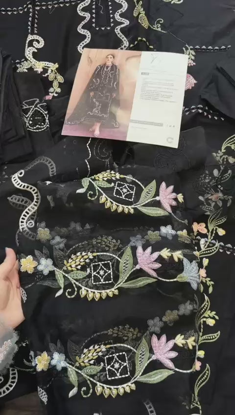 Flow by crimson luxury embroided lawn 3pc D-1A